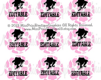 8x10 - EDITABLE PDF - Instant Download - Pink Giraffe Cowgirls  - Editable Digital Bottlecap Image Collage No.927