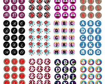 48 Alphabet Graphic Sheets - 720 Alphabet Bottle cap Images Graphics - Sale Sale Sale - Only 10.00