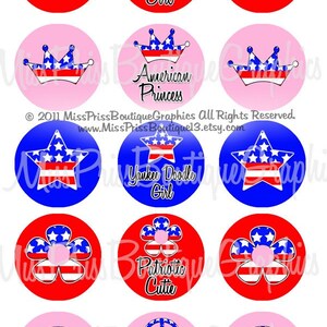 4 x 6 - 4. Juli - patriotischen Formen und Sprüche - Stars And Stripes - ein Zoll Bottlecap Digital Collage Bilder - No.679