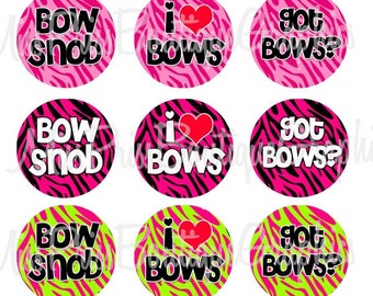 4x6 - ZEBRA BOW SNOB - Instant Download - One Inch Bottlecap Graphic Digital Image Collage - No.463