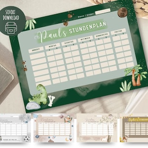 Stundenplan Grundschule personalisierbar 2026 | Schulplan Fee Dino Flieger | Geschenk Schulanfang Schulkind | digitaler Wochenplan A4