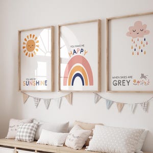 Eres mi sol | Conjunto de carteles Sol Arcoiris Lluvia Nube | Regalo | Carteles para niños | Decoración de pared | archivo digital | Arte de pared para habitación infantil