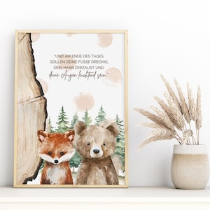 Poster Kinderzimmer | Spruch Waldtiere | Wanddeko Kinderzimmer | Poster Am Ende des Tages | schönes Geschenk für Kinder | digitale Wandkunst