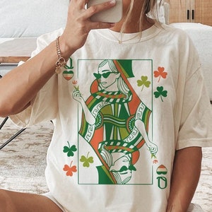Irish Queen Shirt, St Patricks Day, Hearts T Shirt, Shamrock Shirts, Saint Patricks Day, Playing Cards, Hearts Queen TShirt, Irish Clothes