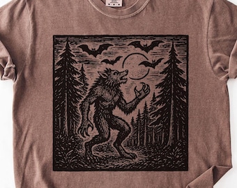 Werewolf Shirt, Retro Halloween TShirt, Vintage Werewolf, Dark Art Tee, Grimdark T Shirt, Goth T-Shirt, Werewolf Tshirt, Halloween Shirts
