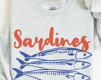 Sardines Sweatshirt, Fish Crewneck, Vintage Sardine, Fisherman Aesthetic, Coastal Sweater, Fish Shirt, Foodie Shirt, Sardines Crewneck, Core