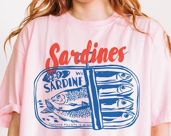 Sardines Shirt, Tinned Fish Shirt, Sardines Tshirt, Vintage Sardine, Coastal Aesthetic, Travel Shirt, Fish Shirt, Retro Graphic Tee, Canned