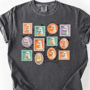 Ghost Reading Shirt, Teacher Halloween, Halloween Stamps Shirt, Ghost Book TShirt, Halloween Books Top, Teacher Reading T Shirt, Stamp Tee