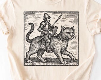 Medieval Cat Shirt, Knight TShirt, Medieval Knight, Cat Knight T Shirt, Fantasy Shirts, Funny Cat Shirts, Medieval Cats, Medieval T-Shirt