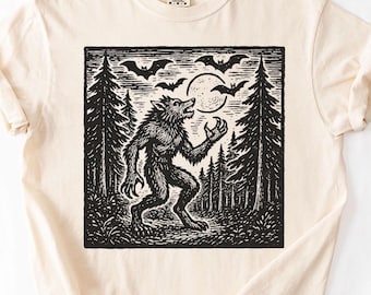 Werewolf Shirt, Retro Halloween TShirt, Vintage Werewolf, Dark Art Tee, Grimdark T Shirt, Goth T-Shirt, Werewolf Tshirt, Halloween Shirts