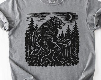 Werewolf Shirt, Vintage Werewolf, Retro Halloween TShirt,  Dark Art Tee, Grimdark T Shirt, Goth T-Shirt, Werewolf Tshirt, Halloween Shirts