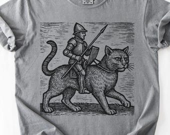 Medieval Cat Shirt, Knight TShirt, Cat Knight T Shirt, Fantasy Shirts, Medieval Knight, Vintage Inspired, Medieval Cats, Medieval T-Shirt
