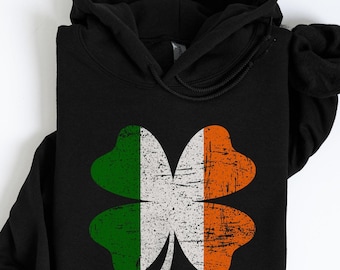 Shamrock Sweatshirt, Irish Hoodie, Saint Patricks Day, Shamrock Hoodies, St Patricks Day, Irish Flag Sweater, Grunge Shamrock, Distressed