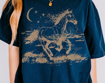 Pferde Shirt, Retro Pferd Tshirt, Western Grafik T-Shirt, Country T Shirt, Rodeo Shirts, Wildpferd Top, Vintage Ästhetik, Geschenk für Pferdeliebhaber