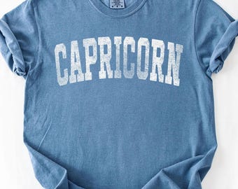 Capricorn Shirt, Zodiac T Shirt, Vintage Aesthetic, Astrology Top, Astrological Sign, Birthday Gift Idea, Horoscope Gifts, Retro Graphic Tee