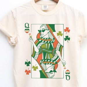 Irish Queen Shirt, St Patricks Day, Hearts T Shirt, Shamrock Shirts, Saint Patricks Day, Playing Cards, Hearts Queen TShirt, Irish Clothes