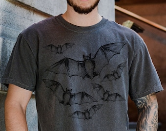 Bat Shirt, Comfort Colors, Halloween Shirt, Halloween Bats, Flying Bat, Halloween Shirt Men, Halloween Shirt Man, Bat Colony, Bats Tee Shirt