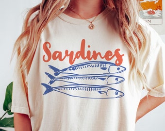 Sardines Shirt, Fish Shirt, Sardines Tshirt, Vintage Sardine, Coastal Aesthetic, Summer Shirt, Retro Graphic Tee, Food T-Shirt, Foodie Gift