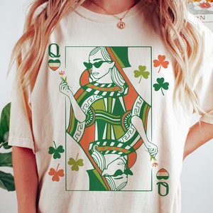 Irish Queen Shirt, St Patricks Day, Hearts T Shirt, Shamrock Shirts, Saint Patricks Day, Playing Cards, Hearts Queen TShirt, Irish Clothes