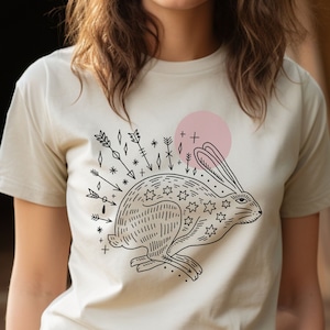 Witchcraft Hare Graphic Tee Witchy Rabbit Shirt Esoteric Hare Tshirt Esoteric Symbols Witchcraft Symbolism Witchy Tops Dark Boho Gothic