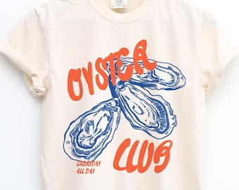 Oyster Shirt, Seafood Tshirt, Oyster Club Shirt, Fisherman Aesthetic, Retro Summer Shirt, Oysters T Shirt, Fisherman Core, Oysters T-Shirt