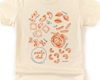 Pasta Shirt, Kids Past Club T Shirt,Youth Sizes, Food Shirts for Children, Pasta Lover, Pasta Shapes, Pasta Club T-Shirt, Toddler Child