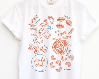 Pasta Shirt, Youth Kids Adult, Food Tshirt, Foodie Shirt, Pasta Lover Gift, Italian Girls, Pasta Club, Pasta Shapes, Retro Graphic Tee