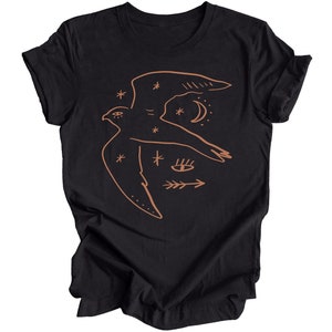 Esoteric Hawk Graphic Tee Hawk Tshirt Sacred Spiritual Bird Shirt Funky Eclectic Bird Celestial Hawk T Shirt Minimalist Spiritual Boho Tops