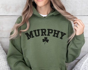 Custom Name Hoodie, St Patricks Day, Personalized Last Name Hooded Sweatshirt, Irish Shamrock, Custom Last Name Hoodie, Personalized Name