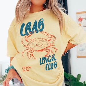 Crab Shirt, Food Tshirt, Retro Graphic Tee, Summer Shirt, Foodie T Shirt, Vintage Aesthetic, Crab Lover, Ocean, Coastal, Seafood Tee, Crabs