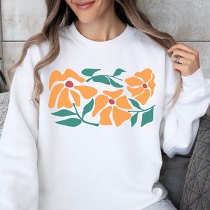 Flower Sweatshirt, Spring Sweatshirt, Floral Sweatshirt, Wild Flowers Crewneck, Floral Crewnecks, Wild Flowers Sweatshirt, Yellow Flowers