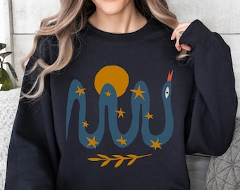 Cute Snake Sweatshirt Snake Sweatshirts Trendy Boho Shirt Bohemian Clothing Snake Lover Gift Snake Gifts Cute Boho Sweatshirts Moon Stars