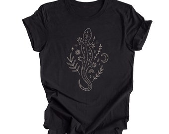 Lizard Shirt Cute Lizard Tshirt Bohemian Symbols Trendy Bohemian T Shirt Lizard Silhouette Boho Spirit Animal Tees Totem Animal Graphic Tee