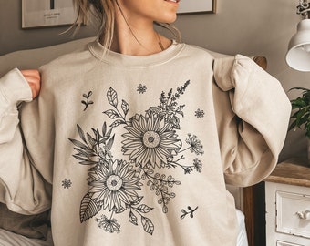 Floral Sweatshirt, Wildflowers Sweatshirt, Flower Sweatshirt, Flower Shirt, Flowers Sweatshirt, Wildflower Sweater, Wild Flowers Sweaters