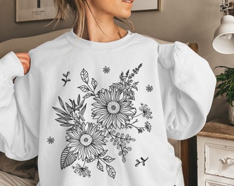 Wildflowers Sweatshirt, Floral Sweatshirt, Flower Bouquet Sweatshirt, Flower Shirt, Flowers Sweatshirt, Wildflower Sweatshirt, Wild Flowers