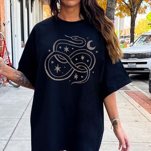 Snake Shirt, Celestial TShirt, Snake Graphic Tee, Comfort Colors Shirt, Minimal Aesthetic, Moon, Stars, Minimalist, Snake Lover T-Shirt