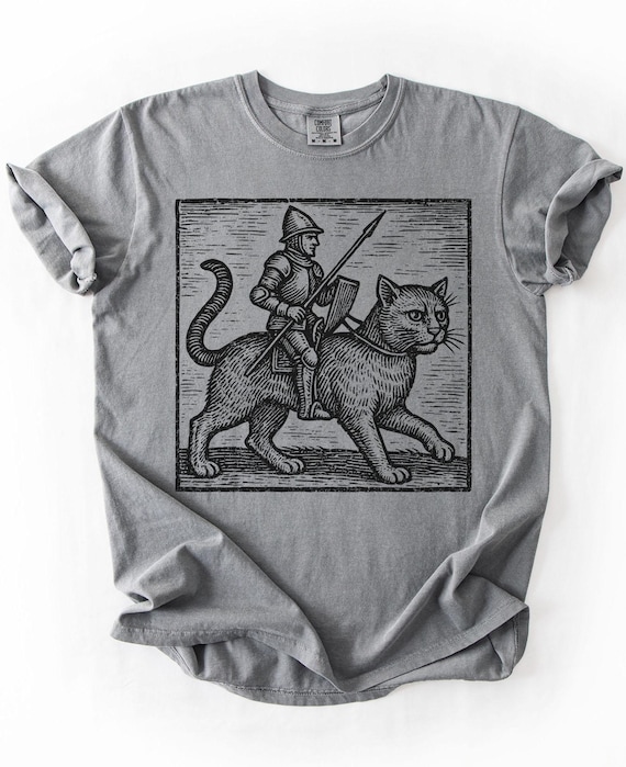 Medieval Cat Shirt, Knight TShirt, Medieval Knight, Cat Knight T Shirt, Fantasy Shirts, Vintage Inspired, Medieval Cats, Medieval T-Shirt