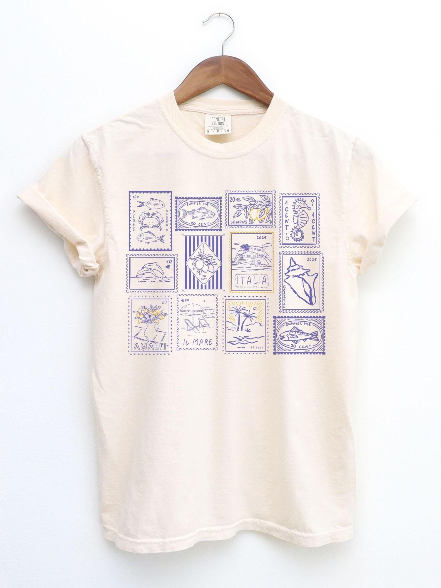 Stamps Shirt, Summer Stamps Tee, Travel Stamp Tshirt, Postage