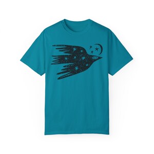 Bird Shirt, Comfort Colors Shirt, Celestial Tshirt, Spirit Animal, Totem Animal, Distressed Shirt, Vintage Bird Tee, Distressed T-Shirt Topaz Blue