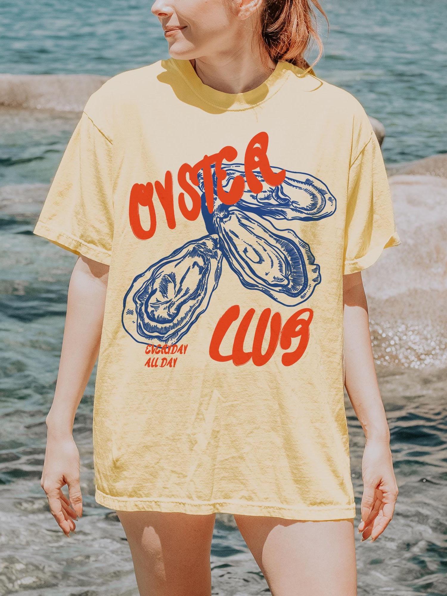 aere (アエレ) oyster shirt Oyster Shirt, Oyster Club Shirt, Retro Summer Shirt, Sea Shirts