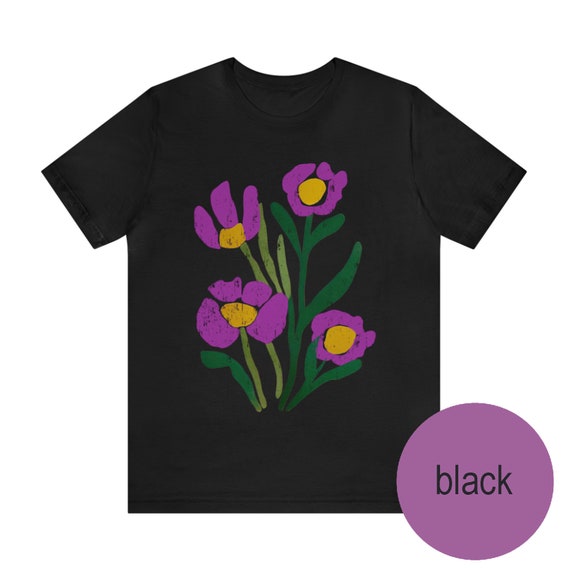 Peace Love Hippiness Women's Graphic T-Shirt - Colorful Flower & Car Design, Short Sleeve Loose Fit Tee (Purple, XX-Large) - View #3