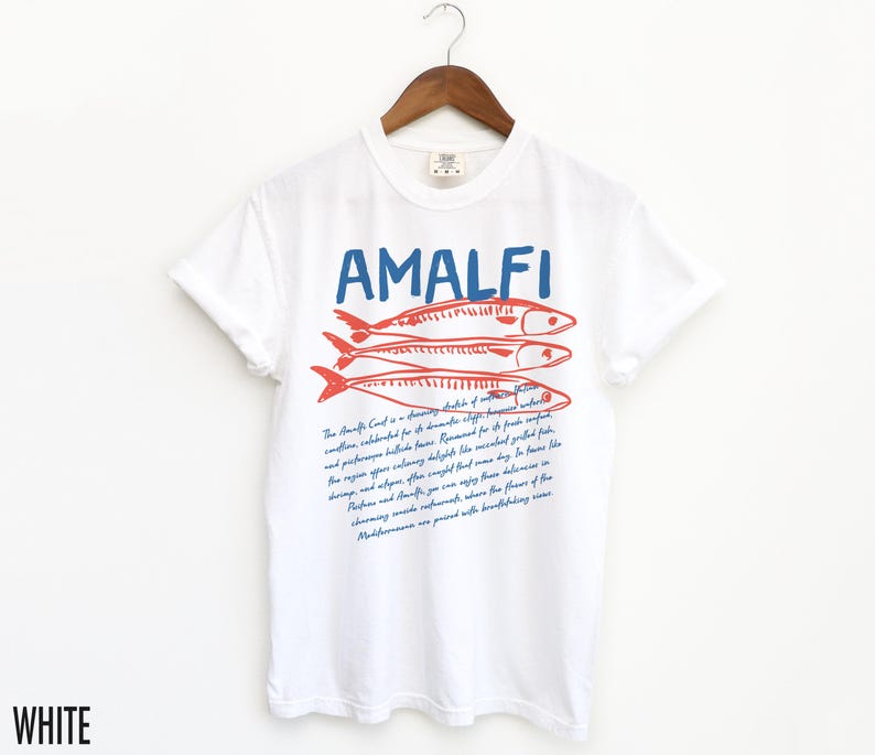 Amalfikusten T-shirt, Italiensk T-shirt, Amalfikusten T-shirt, Semester T-shirt, Sardiner T-shirt, Italiensk Semester, Sardiner T-shirt, Amalfikusten, Reset-shirt White