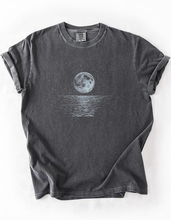 Full Moon Shirt, Celestial T Shirt, Moon Reflecting in a Sea, Full Moon Tee, Ocean T-Shirt, Sea at Night, Mystic Moon Shirt, Astronomy Tee