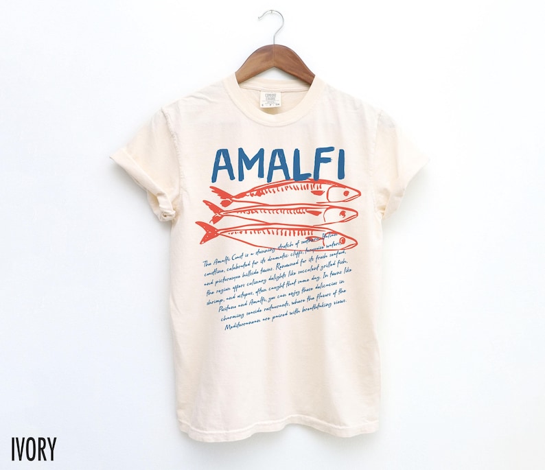 Amalfi Shirt, Italy Shirt, Amalfi Coast Tee, Vacation T-Shirt, Sardine Tee, Italian Vacation, Sardines T Shirt, Amalfi Coast, Travel Tshirt