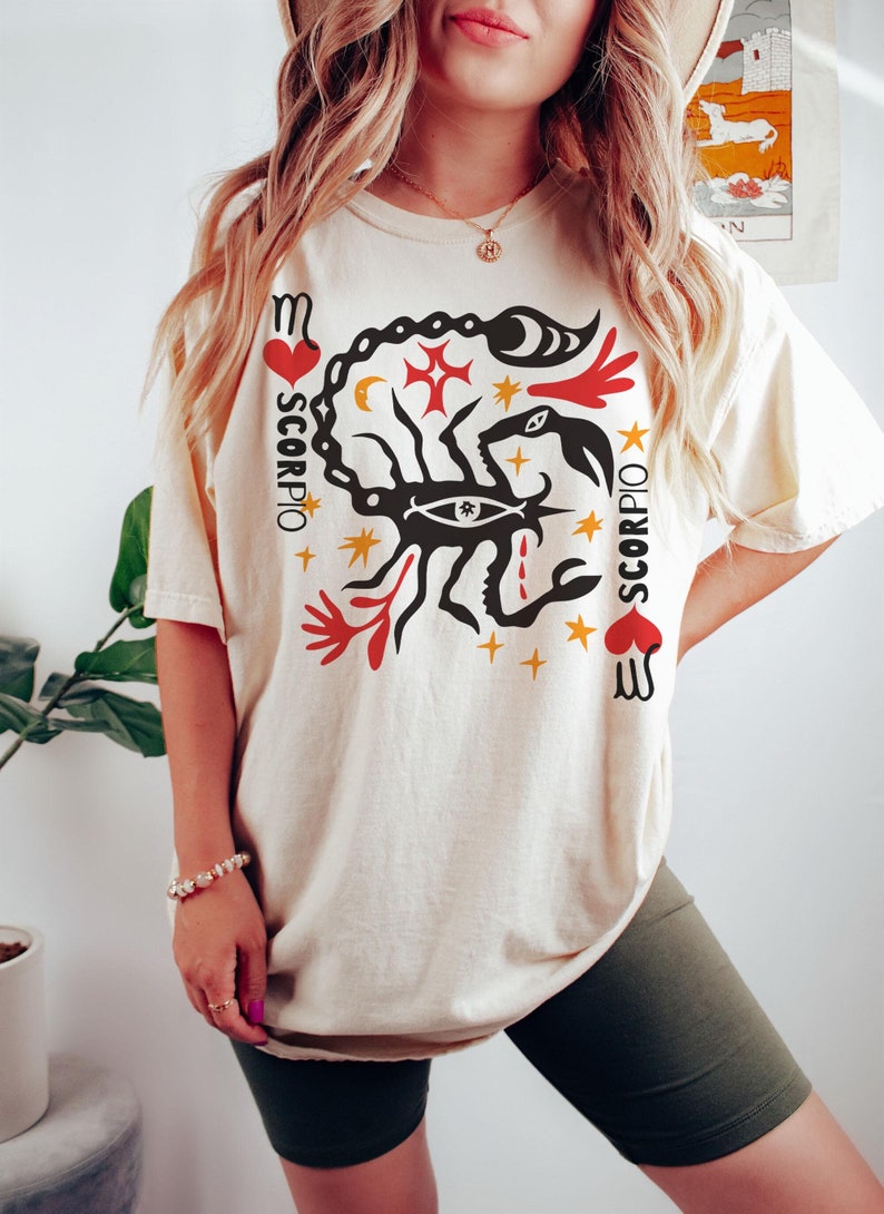 Scorpio Shirt, Zodiac T Shirt, Astrology Tshirt, Astrological Sign, Birthday Gift Idea, Horoscope Gifts, Scorpion, Retro Graphic Tee, Scorpio