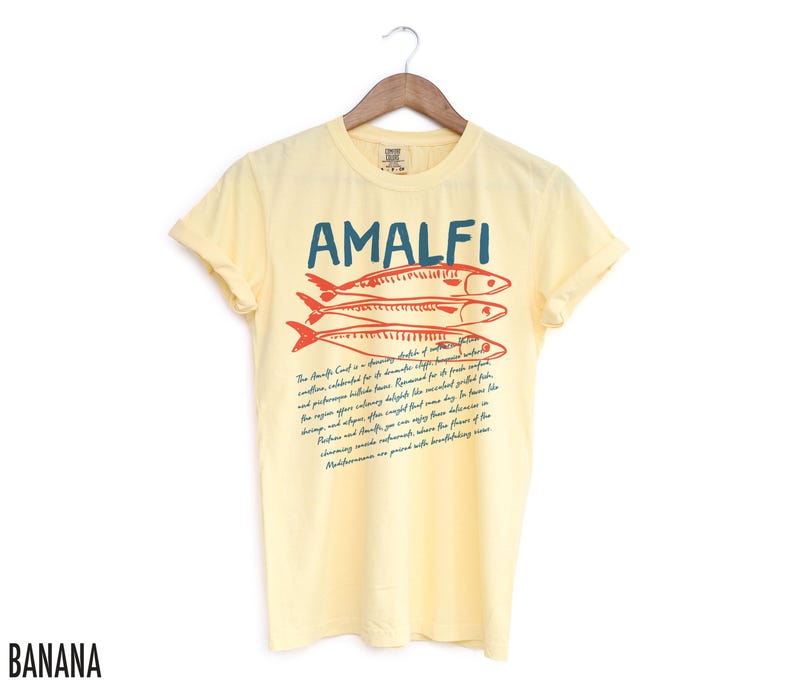 Amalfikusten T-shirt, Italiensk T-shirt, Amalfikusten T-shirt, Semester T-shirt, Sardiner T-shirt, Italiensk Semester, Sardiner T-shirt, Amalfikusten, Reset-shirt Banana