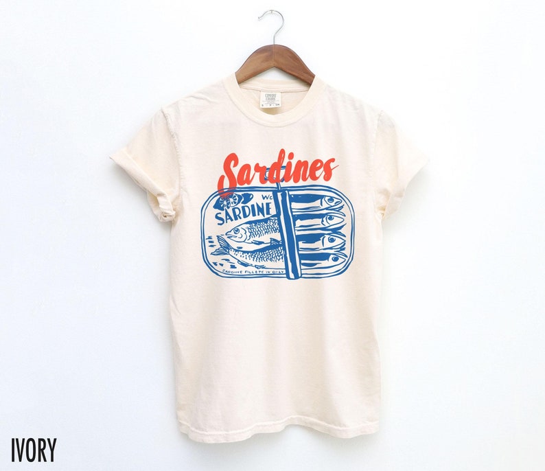 Sardines Shirt, Tinned Fish Shirt, Sardines Tshirt, Vintage Sardine, Coastal Aesthetic, Travel Shirt, Fish Shirt, Retro Graphic Tee, Canned