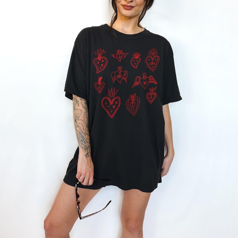 Sacred Heart Shirt, Goth Girl TShirt, Flaming Heart, Gothic Valentine, All Seeing Eye, Anti-Valentines Day, Anti Valentine, Love T Shirt