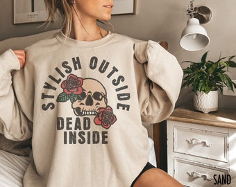 Skull Sweatshirt, Funny Skull Sweatshirt, Skeleton Crewneck, Edgy Shirt, Skull Roses, Funny Skeleton Sweatshirt, Dark Humor, Halloween Shirt