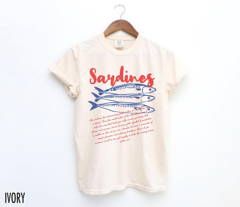 Sardines Shirt, Fish Shirt, Sardines Tshirt, Vintage Sardine, Coastal Aesthetic, Retro Graphic Tee, Men Women, Trendy, Sardines T-Shirt